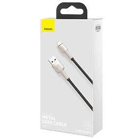 Дата кабель lightning - USB Baseus Cafule Metal (CALJK-B01) 2м 2.4A черный