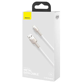Дата кабель lightning - USB Baseus Cafule Metal (CALJK-B02) 2м 2.4A белый