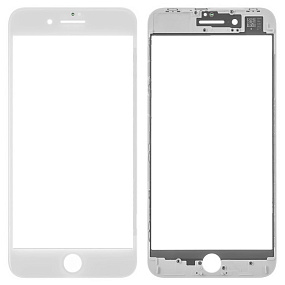 Стекло iPhone 8 в сборе с рамкой Белое