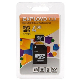 MicroSD 4Gb Exployd Class 10 +SD адаптер 
