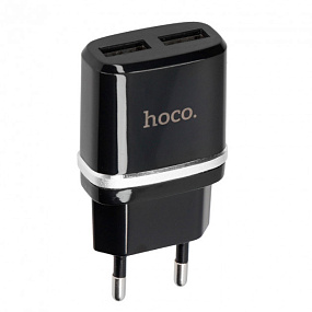 СЗУ-USB Hoco C12 2 выхода 2.4А черный
