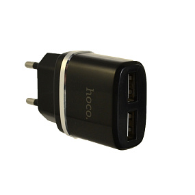 СЗУ+ micro USB Hoco C12 2 выхода 2.4A черный