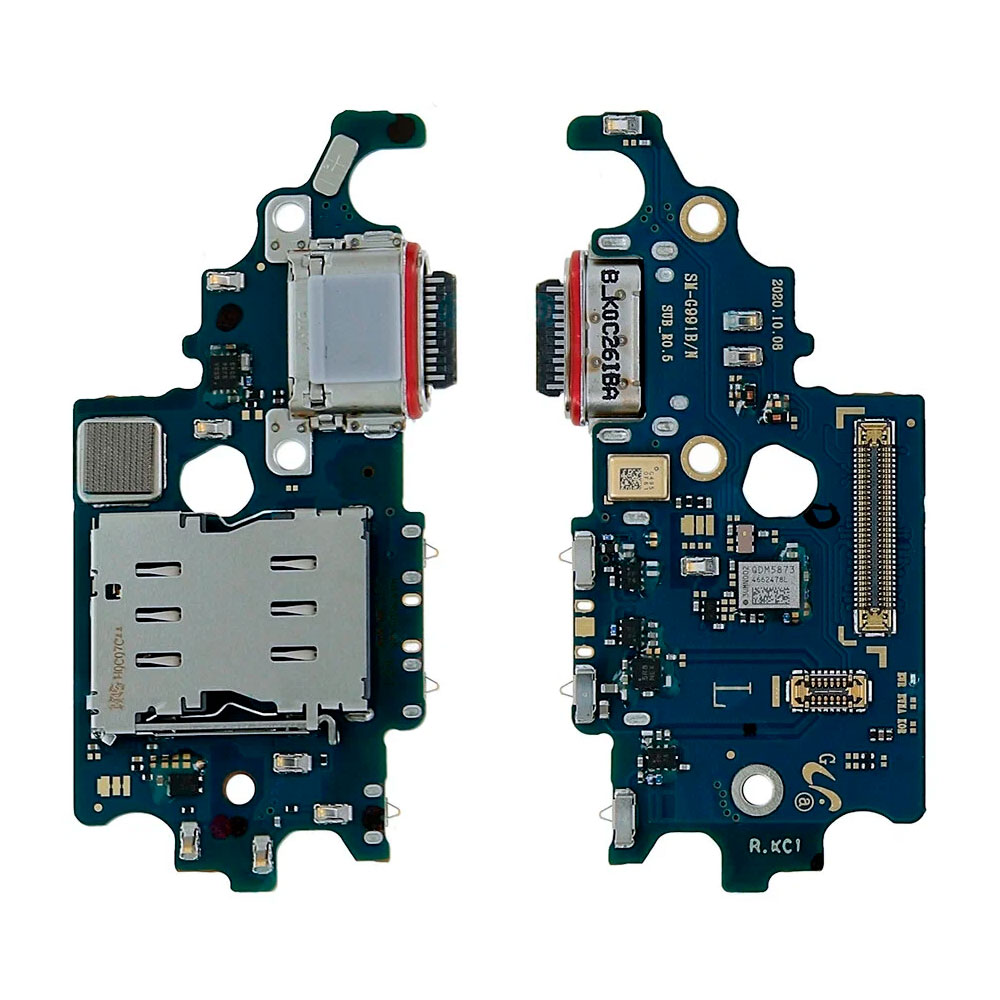 Шлейф Samsung G991B (S21) плата системный разъем/коннектор SIM/микрофон - Премиум