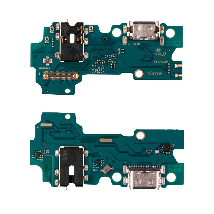 Шлейф Samsung A225F (A22) плата системный разъем/разъем гарнитуры/микрофон - Премиум