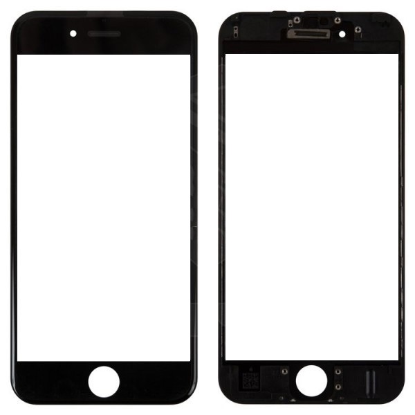 Стекло модуля iPhone 6S в сборе с рамкой и OCA пленкой Черное