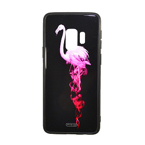 Задняя накладка для Samsung G960 Galaxy S9 стекло YA design фламинго