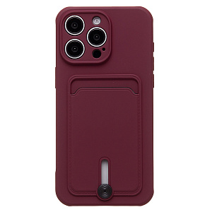 Кейс iPhone 15 Pro Max силикон с визитницей бордовый