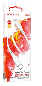 Дата кабель Type-C - Type-C Borofone BX80 60W 3A 1м белый
