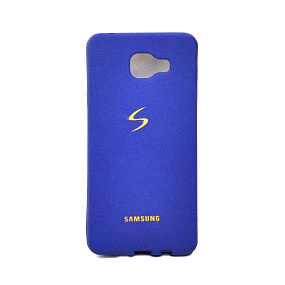 Силиконовый чехол для Samsung A710 Galaxy A7 (2016) с логотипом золото/синий