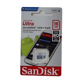 MicroSD 16Gb SanDisk Ultra Class 10 80Mb/s без адаптера