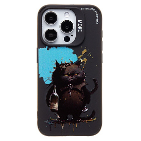 Кейс iPhone 15 Pro силикон SC335 (черный кот) черный