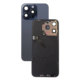 Задняя крышка iPhone 15 Pro Max в сборе со стеклом камеры Синий Титан orig fabric с креплением