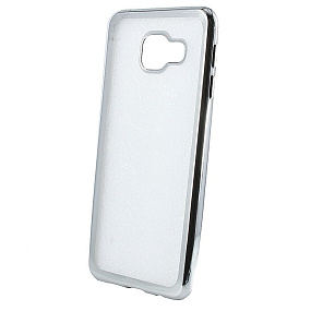 Силиконовый чехол для Samsung A310 Galaxy A3 (2016) с хром. контуром серебро