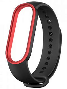 Ремешок Mi Band 5/6 Silicone черно-красный