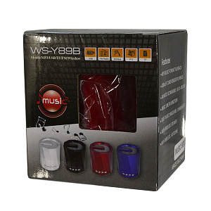 Колонка WS-Y89B (MicroSD/USB/FM/AUX) красная
