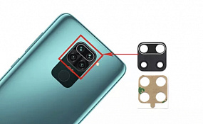 Стекло камеры Xiaomi Redmi Note 9 Pro (Global) в сборе с рамкой Черный