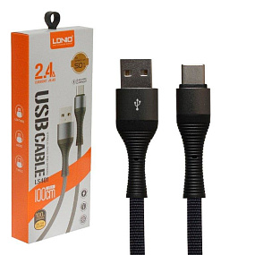 Дата кабель Type-C - USB LDNIO LS401 2.4A 1м серый