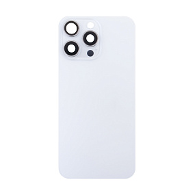 Задняя крышка iPhone 15 Pro Max в сборе со стеклом камеры Белый - Премиум