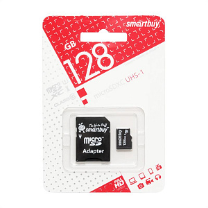 MicroSD 128Gb SmartBuy Class 10 Pro U3 70/90Mb/s +SD adapter