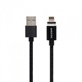 Дата кабель lightning - USB Borofone BU1 MagJet 3A магнитный черный 1м