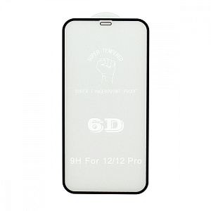 Защитное стекло iPhone 12/12 Pro 6D черное тех. пак
