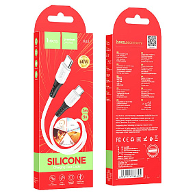 Дата кабель Type-C - Type-C Hoco X82 60W 3A 1м белый