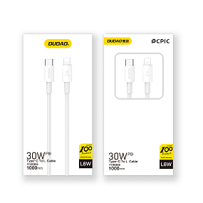 Дата кабель Type-C - Lightning Dudao L6W 1м PD 30W белый