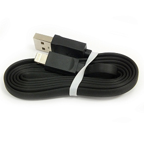 Дата кабель lightning - USB плоский 1м черный тех. упаковка