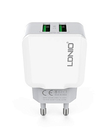 СЗУ-USB LDNIO A2202 2 выхода 2.4A автоопределение мощности, белый