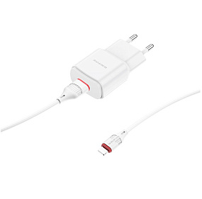 СЗУ+ Lightning Borofone BA48A 1 выход 2.1А белый