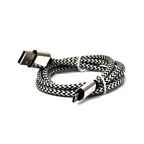 Дата кабель micro USB - USB нейлоновый 1м белый тех.упаковка