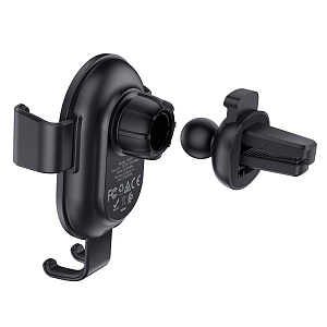 Автодержатель Hoco CW25 (воздуховод,шарнир,азу-usb,кабель micro usb, беспроводная зарядка QI) черный