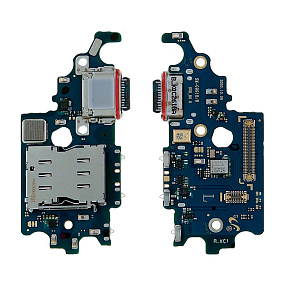 Шлейф Samsung G991B (S21) плата системный разъем/коннектор SIM/микрофон - Премиум