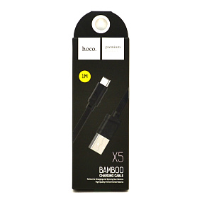 Дата кабель Type-C - USB Hoco X5 плоский черный