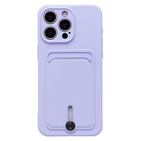 Кейс iPhone 15 Pro Max силикон с визитницей светло-фиолетовый
