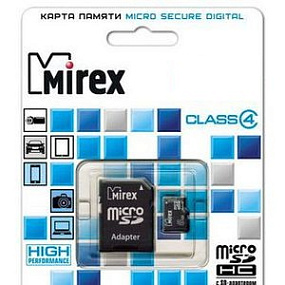 MicroSD 2Gb Mirex Class 4 +SD адаптер