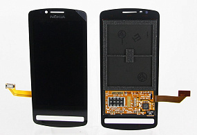 Дисплей для телефона Nokia 700 (RM-670) в сборе с тачскрином Черный - Оригинал