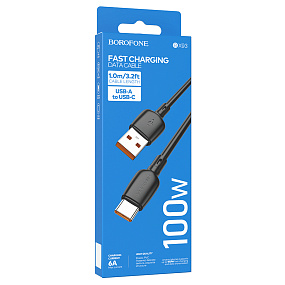 Дата кабель Type-C - USB Borofone BX93 100W 6A 1м черный(УЦЕНКА)тех.пак