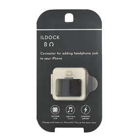 Переходник lightning (папа) Audio + Charge блистер черный