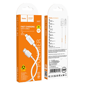 Дата кабель lightning - USB Hoco X107 2.4A 1м белый