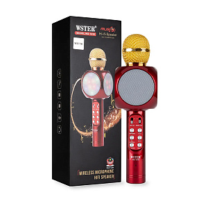 Микрофон WSTER WS-1816 беспр/караоке красный