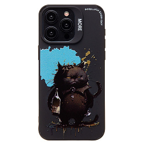 Кейс iPhone 15 Pro Max силикон SC335 (черный кот) черный