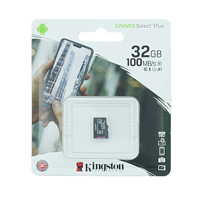 MicroSD 32Gb Kingston Class 10 Canvas Select Plus A1 100MB/s без адаптера