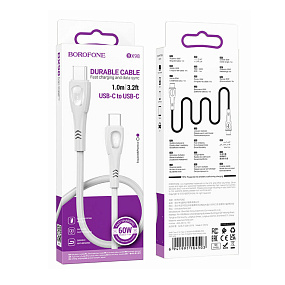 Дата кабель Type-C - Type-C Borofone BX98 60W 3A 1м белый