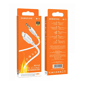 Кабель 3.5mm Jack (папа) - Lightning Borofone BL18 1м белый(УЦЕНКА)тех.пак