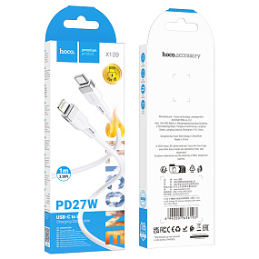 Дата кабель Type-C - Lightning Hoco X109 27W 3A 1м белый