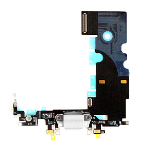 Шлейф iPhone 8/SE (2020) на системный разъем/микрофон Белый - Премиум