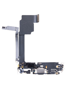 Шлейф iPhone 15 Pro Max на системный разъем/микрофон Черный - Премиум