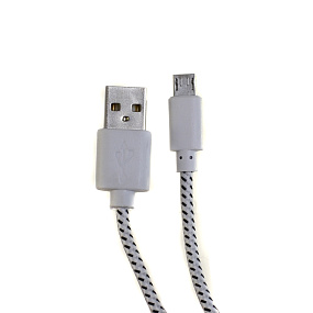 Дата кабель micro USB - USB в переплете 1м белый тех. упаковка