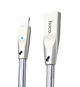 Дата кабель lightning - USB Hoco U9 2м 2,4А с индикатором серебро